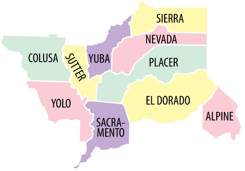 Map of Sacramento Regional Office Service Area