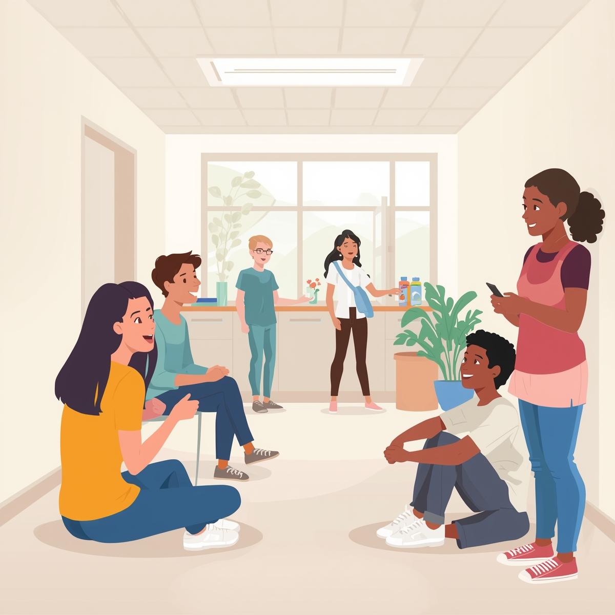 People waiting in a waiting room.