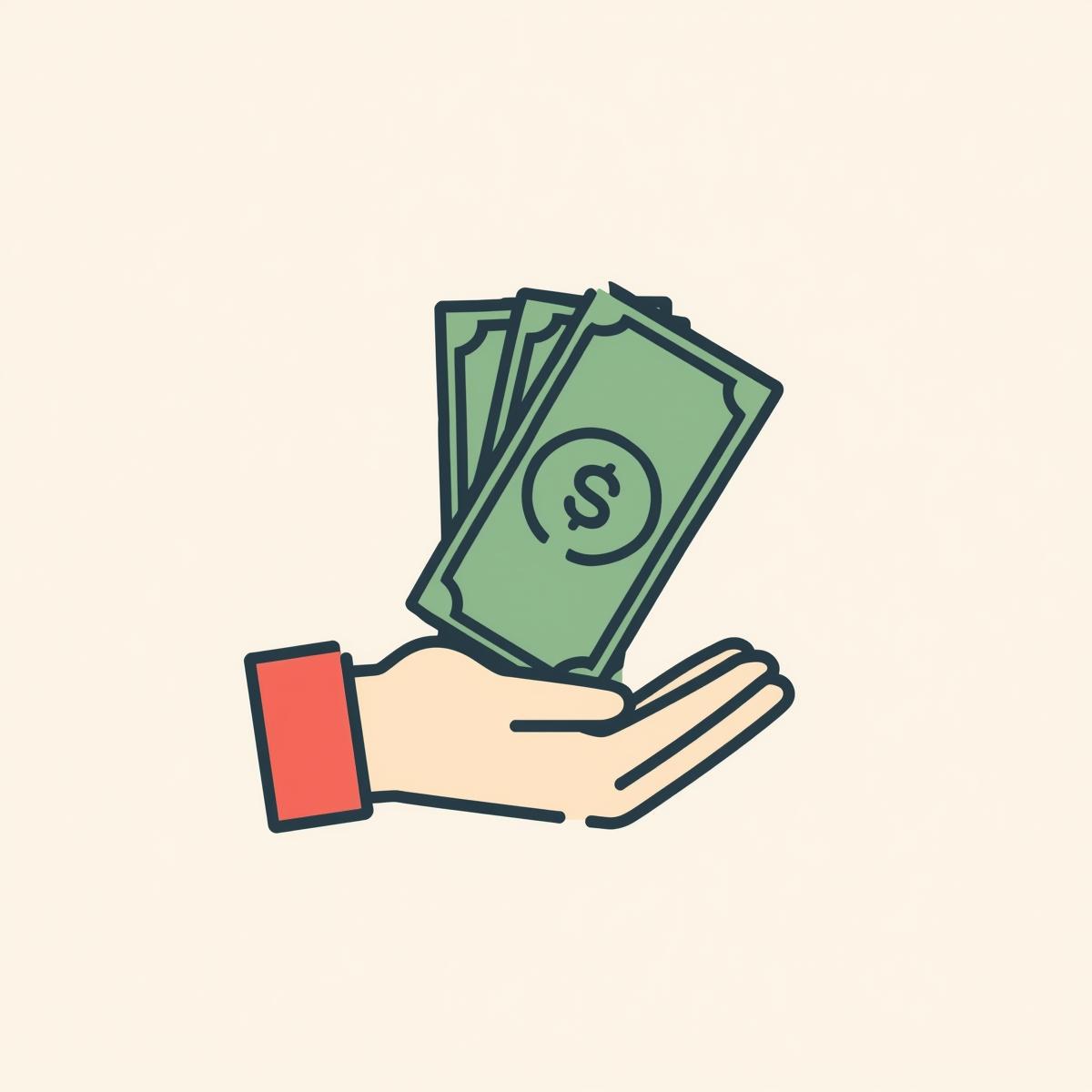 A hand with Money above of it.