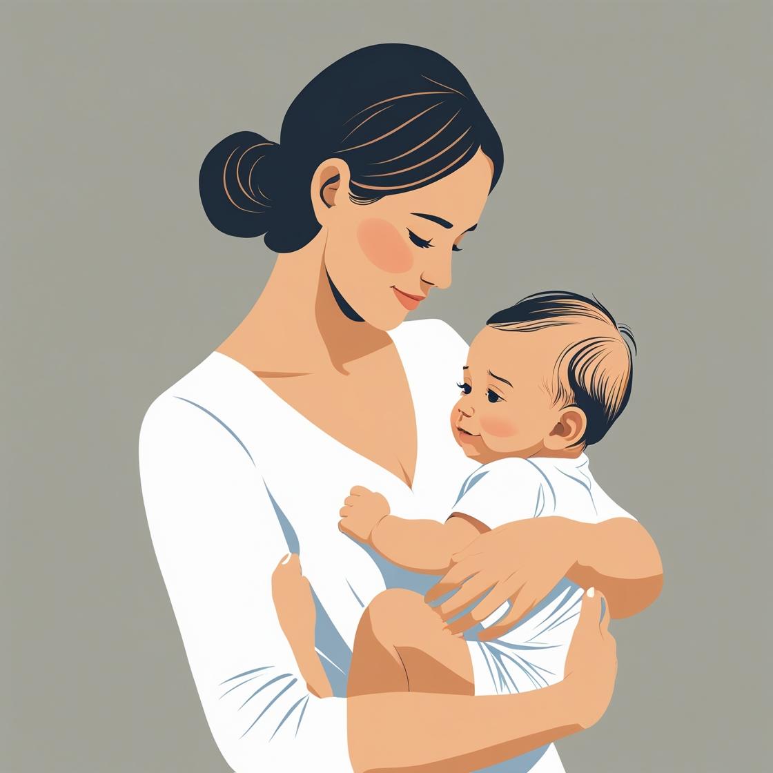 Woman holding a baby.