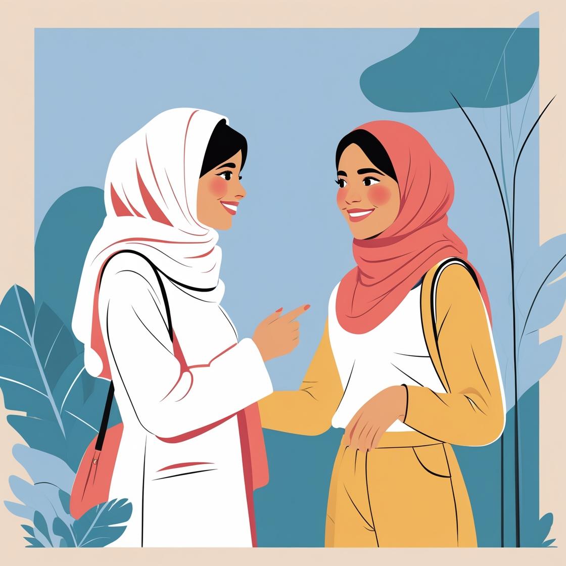 Two woman talking to one another.