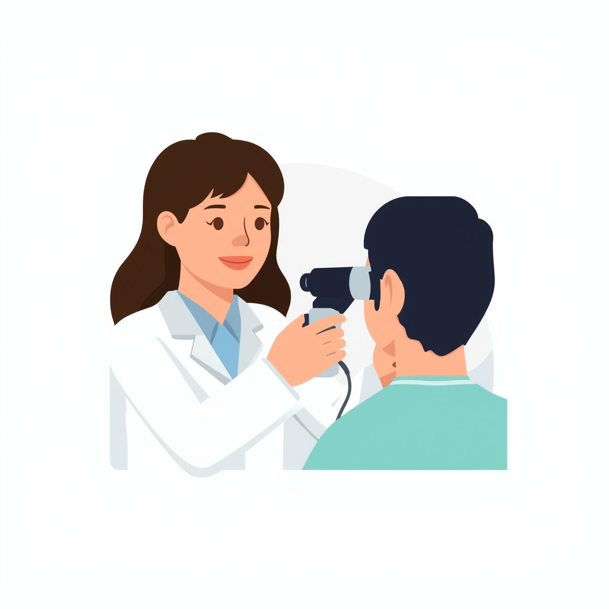 A doctor performing a hearing test to a patient.