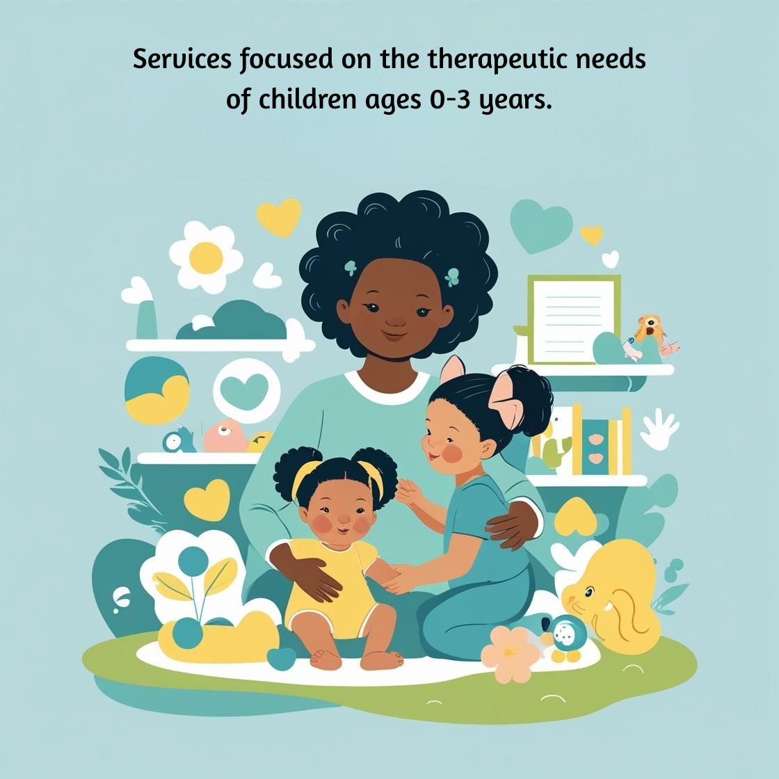 Woman sitting on the ground holding a baby and a toddler.