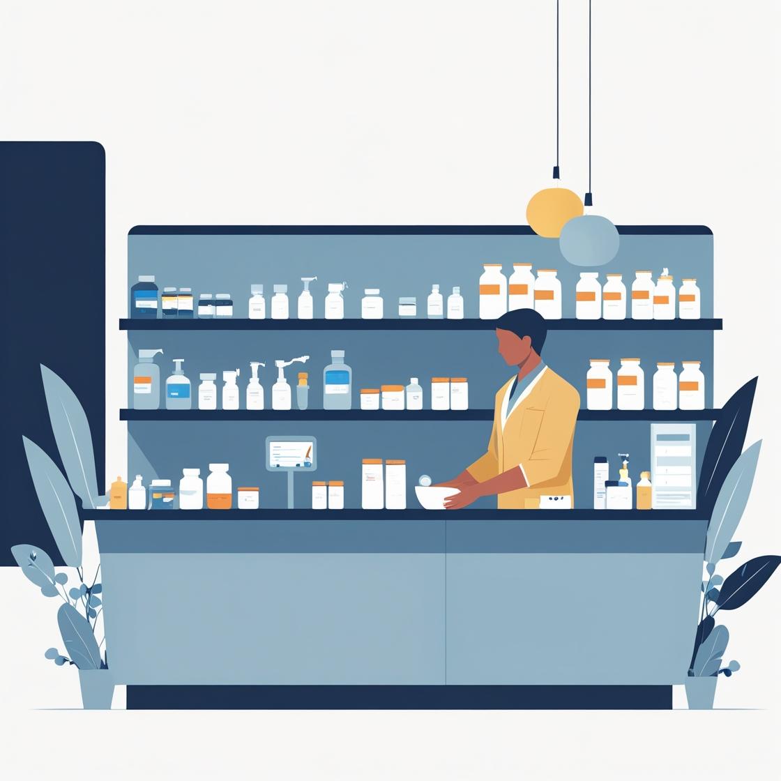 Person working in pharmacy.