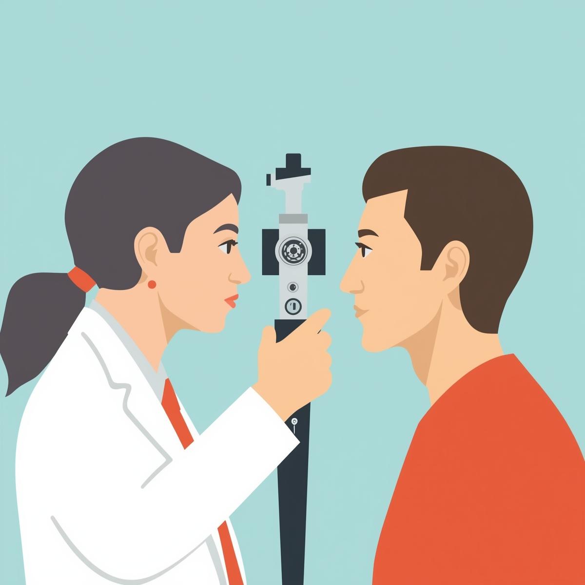 Doctor checking patient's eye