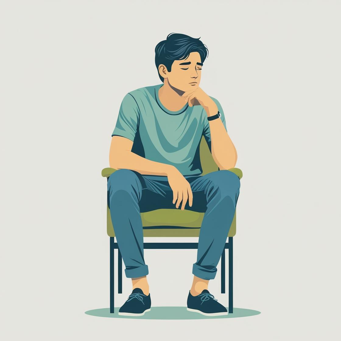 Person sitting and thinking.