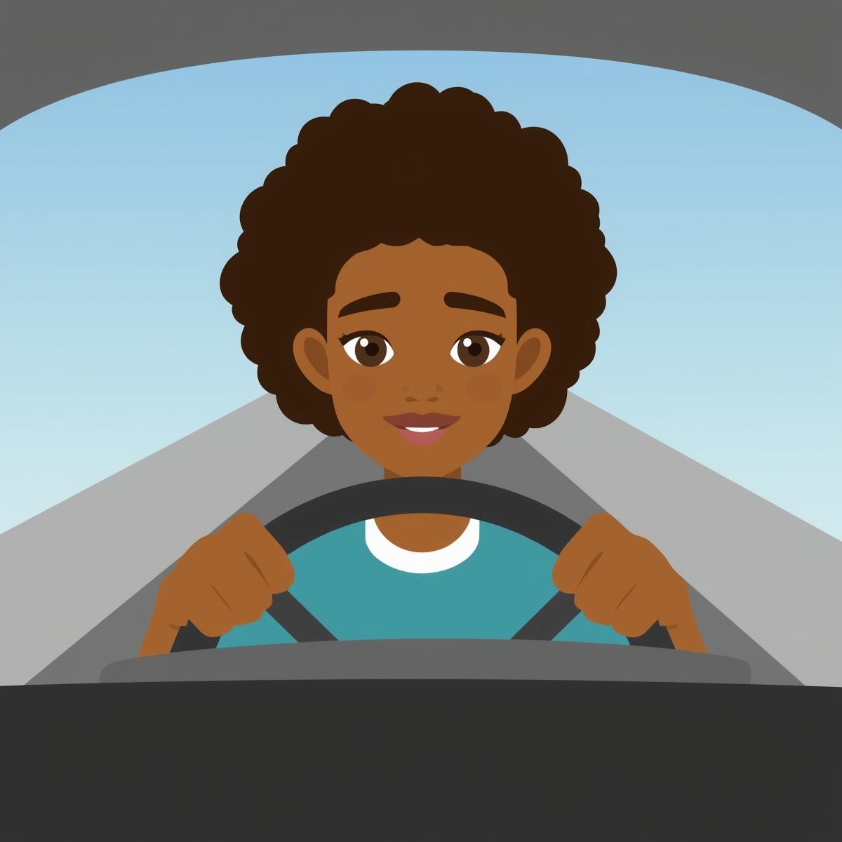 Person driving behind the wheel.