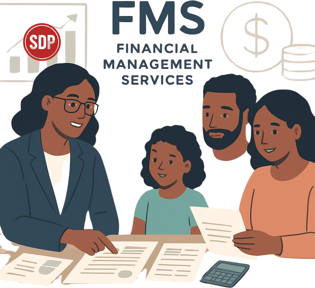 A family receiving financial management services. SDP stamped.