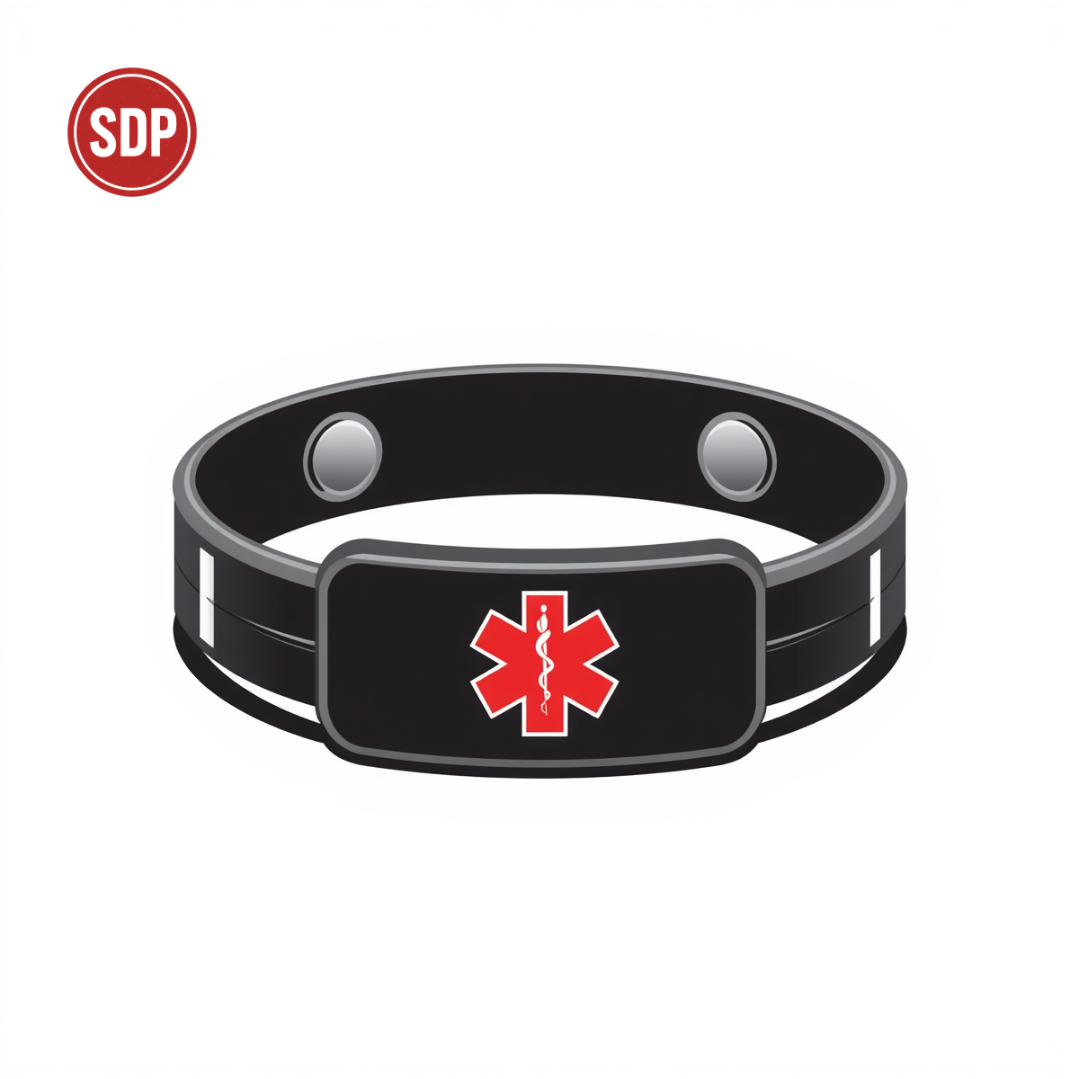 Medical alert bracelet with medical symbol emergency identification jewelry. SDP-stamped