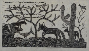 Block Print with desert animals 